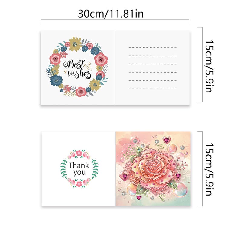 Diamond Painting Greeting Cards, Floral Tulips, Special Shape Drills (Set of 6)