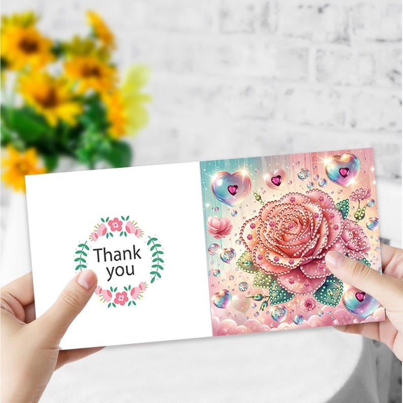 Diamond Painting Greeting Cards, Floral Tulips, Special Shape Drills (Set of 6)