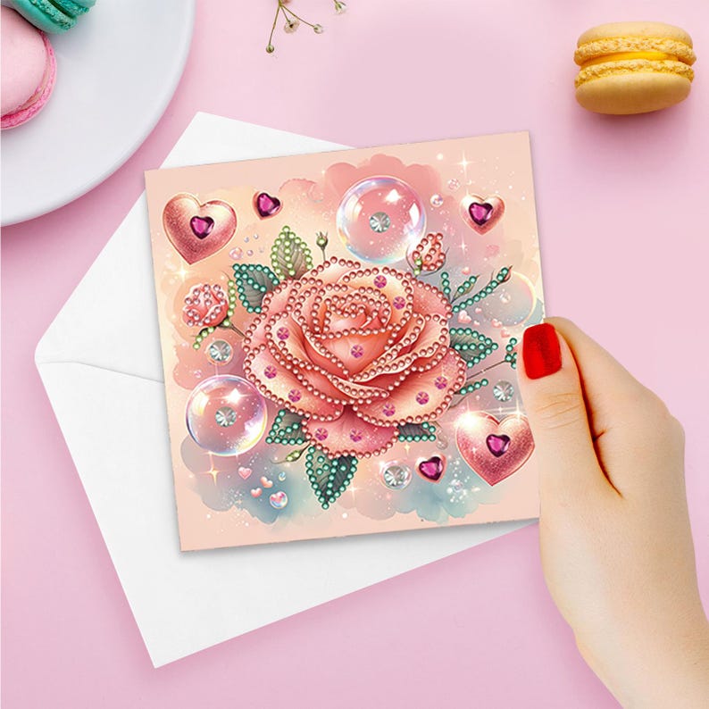 Diamond Painting Greeting Cards, Floral Tulips, Special Shape Drills (Set of 6)