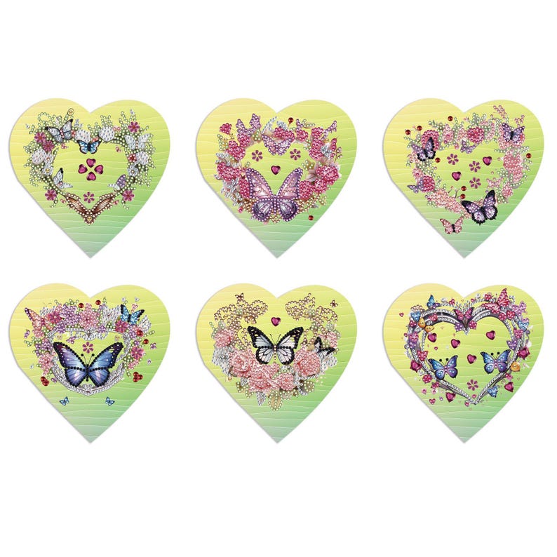Heart Diamond Painting Cards, Rhinestone Art Kit, Valentine Love Greeting Cards (Set of 6)
