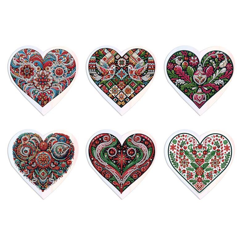 Heart Diamond Painting Cards, Rhinestone Art Kit, Valentine Love Greeting Cards (Set of 6)