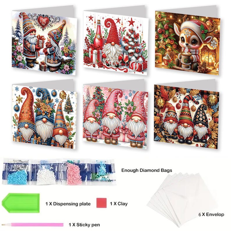 Diamond Painting Cards Kit, Butterfly Rhinestone Greeting Cards, DIY Craft Set (Assorted Designs)