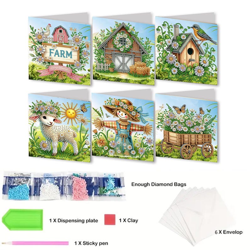 Diamond Painting Cards Kit, Butterfly Rhinestone Greeting Cards, DIY Craft Set (Assorted Designs)