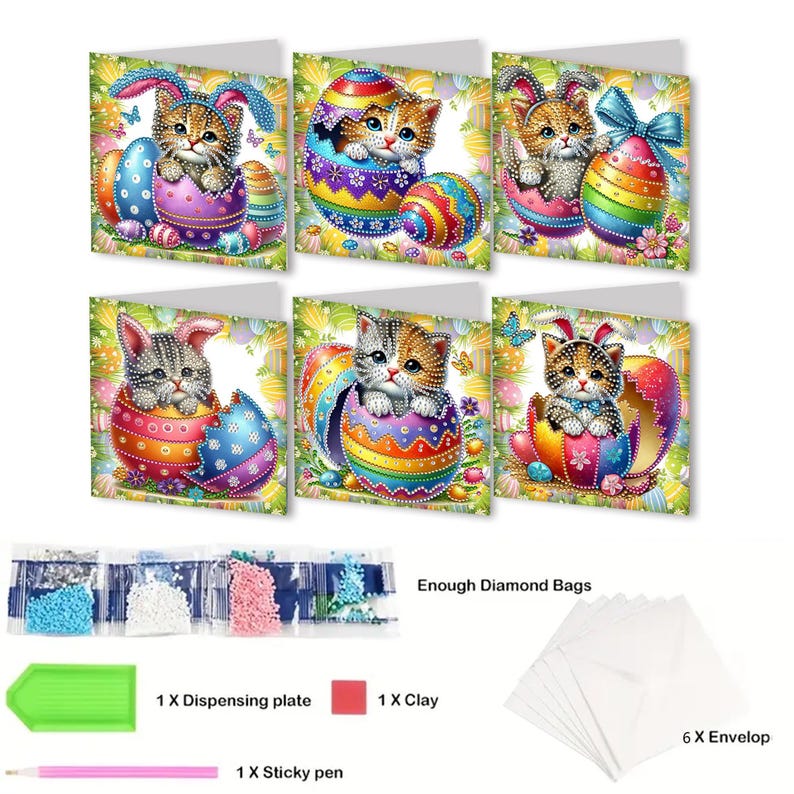 Diamond Painting Cards Kit, Butterfly Rhinestone Greeting Cards, DIY Craft Set (Assorted Designs)