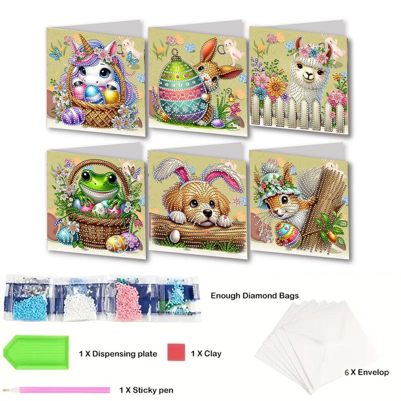 Diamond Painting Cards Kit, Butterfly Rhinestone Greeting Cards, DIY Craft Set (Assorted Designs)