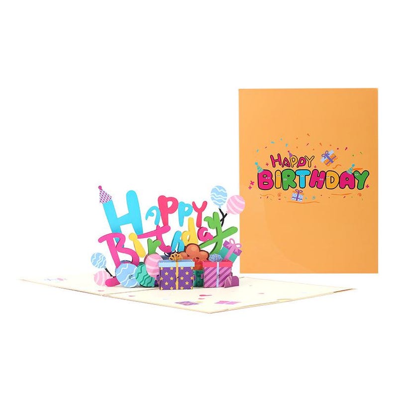 Birthday Pop Up Card Train Design Gift for Kids Party Decor