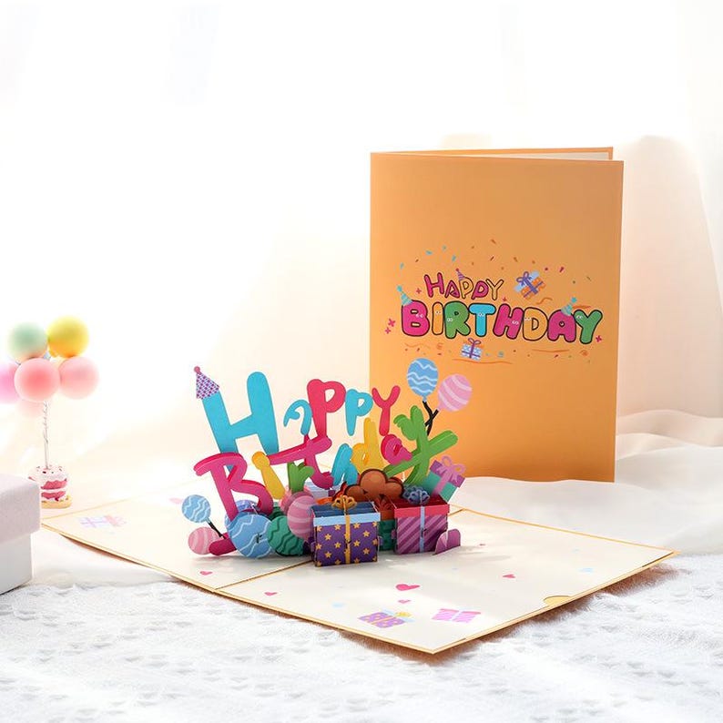 Birthday Pop Up Card Train Design Gift for Kids Party Decor