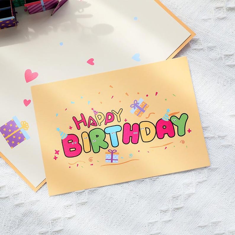 Birthday Pop Up Card Train Design Gift for Kids Party Decor