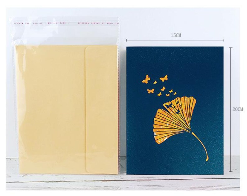 Ginkgo Pop Up Card, Botanical Tree Sculpture Greeting, Thank You Notes
