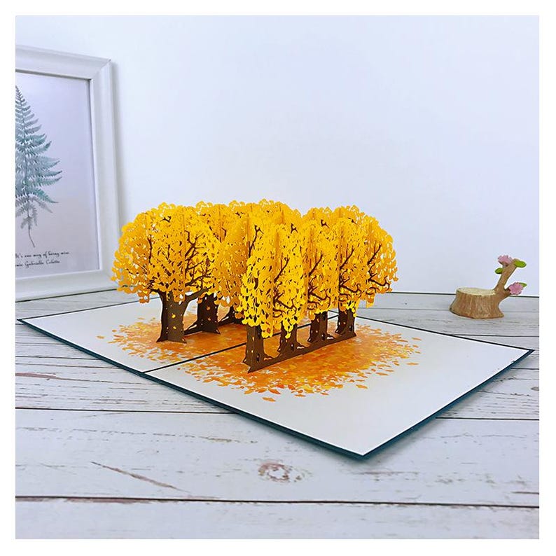 Ginkgo Pop Up Card, Botanical Tree Sculpture Greeting, Thank You Notes
