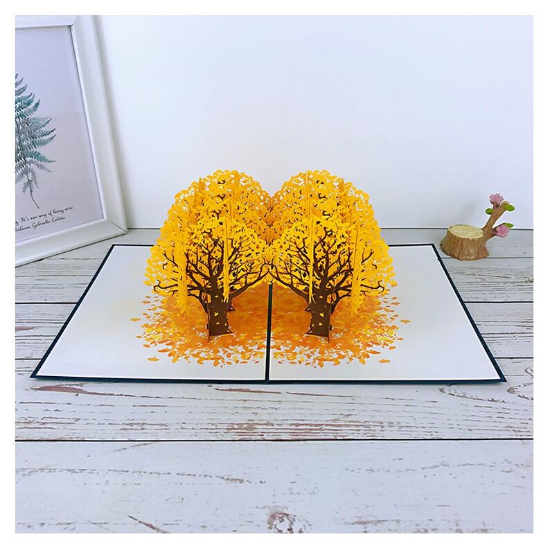 Ginkgo Pop Up Card, Botanical Tree Sculpture Greeting, Thank You Notes