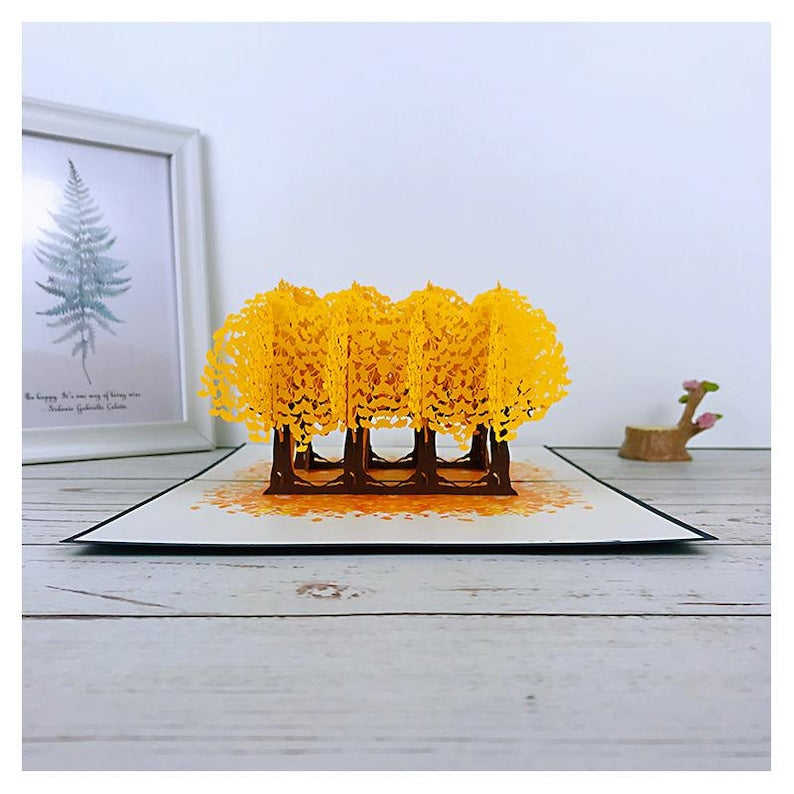 Ginkgo Pop Up Card, Botanical Tree Sculpture Greeting, Thank You Notes
