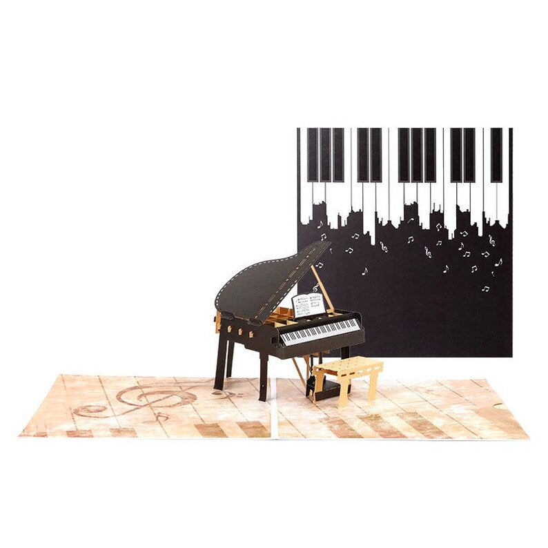Piano Angel 3D Pop Up Card Elegant Music Greeting Card Gift for Mom