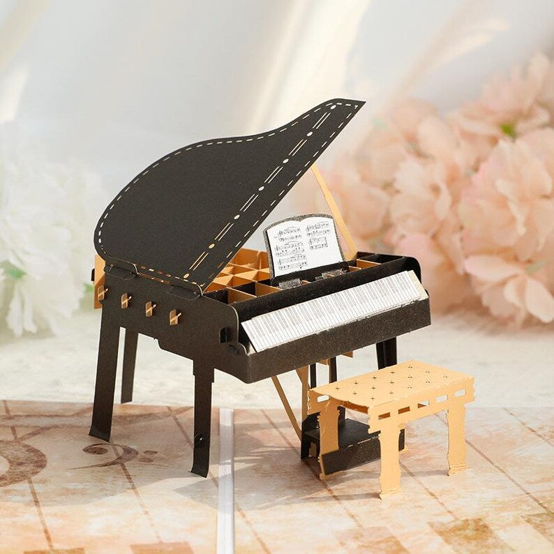 Piano Angel 3D Pop Up Card Elegant Music Greeting Card Gift for Mom