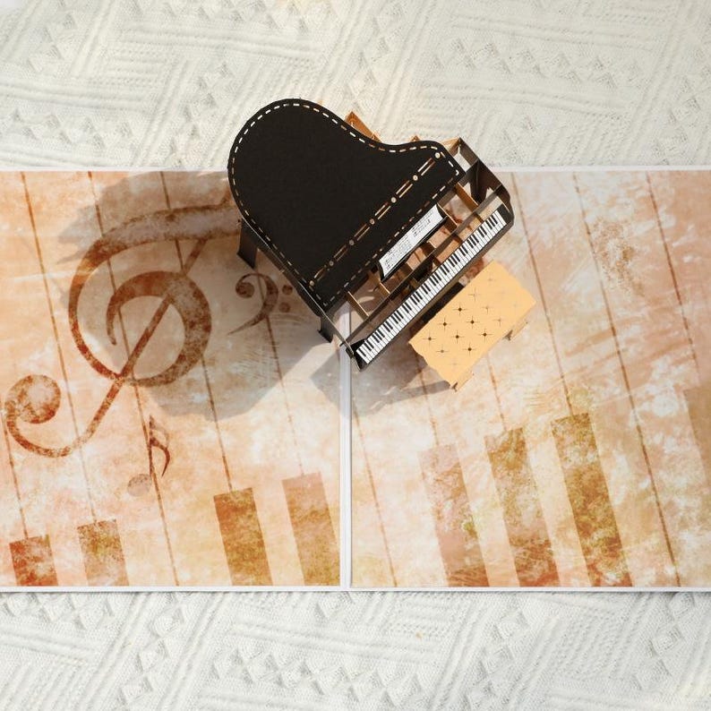 Piano Angel 3D Pop Up Card Elegant Music Greeting Card Gift for Mom