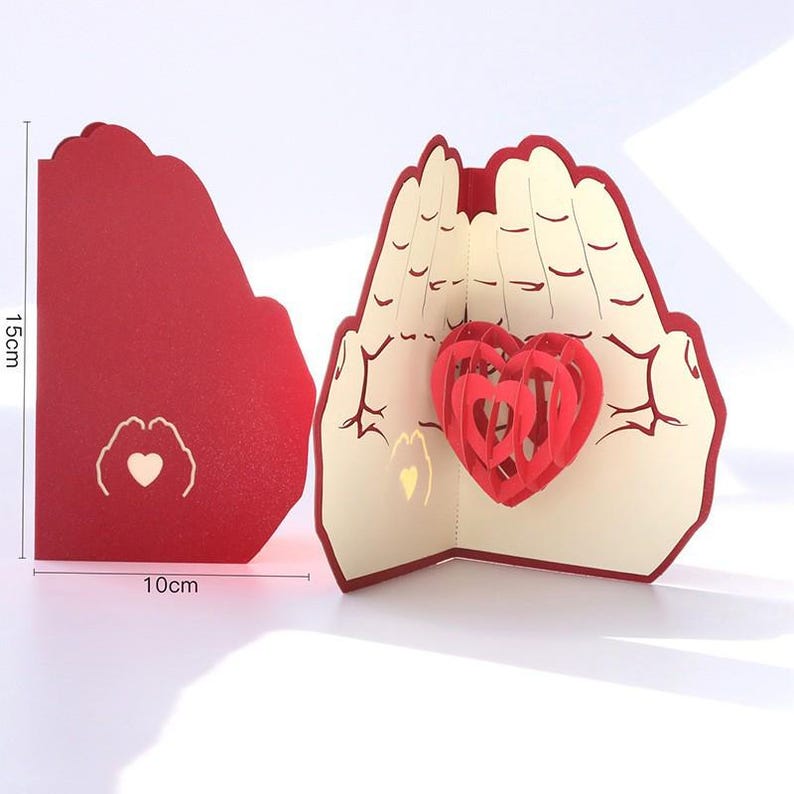 Layered Heart Pop Up Card, Romantic Valentine Anniversary Love Message