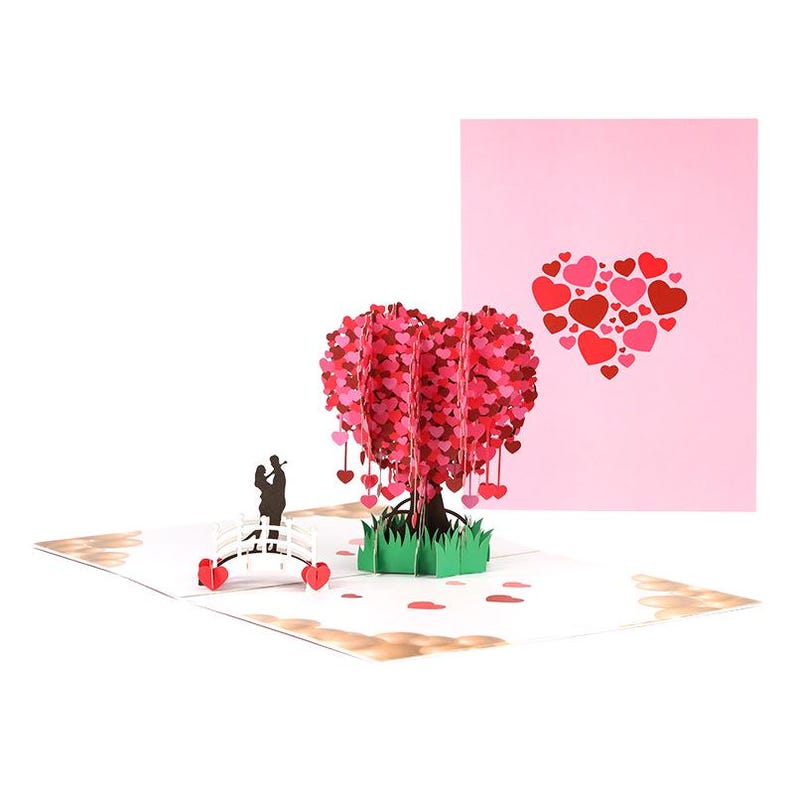 Layered Heart Pop Up Card, Romantic Valentine Anniversary Love Message
