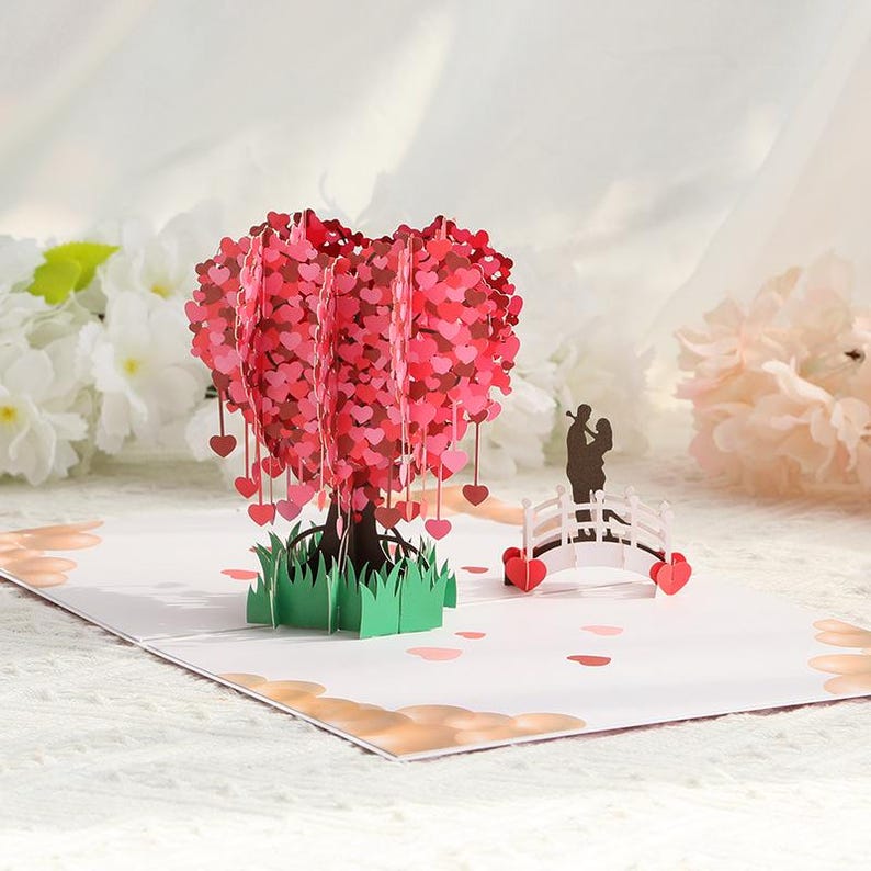 Layered Heart Pop Up Card, Romantic Valentine Anniversary Love Message