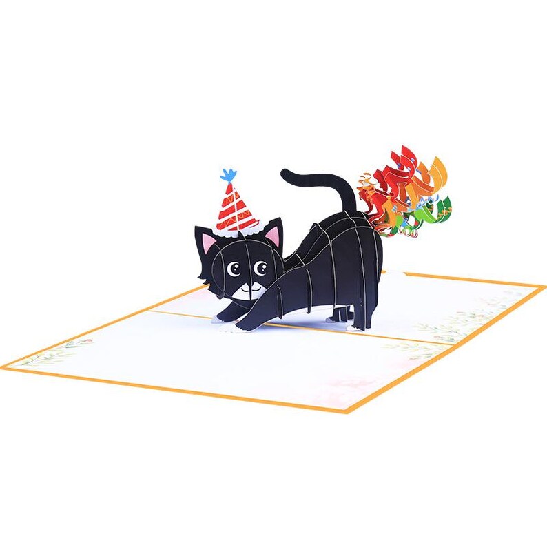 Funny Cat Birthday Pop Up Card: 3D Animal Greeting for Friend, Quirky Gift
