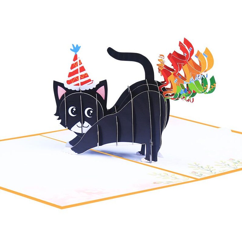 Funny Cat Birthday Pop Up Card: 3D Animal Greeting for Friend, Quirky Gift
