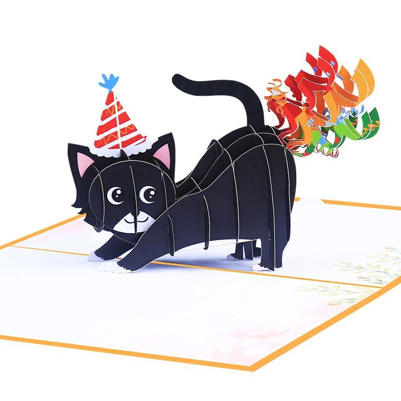Funny Cat Birthday Pop Up Card: 3D Animal Greeting for Friend, Quirky Gift