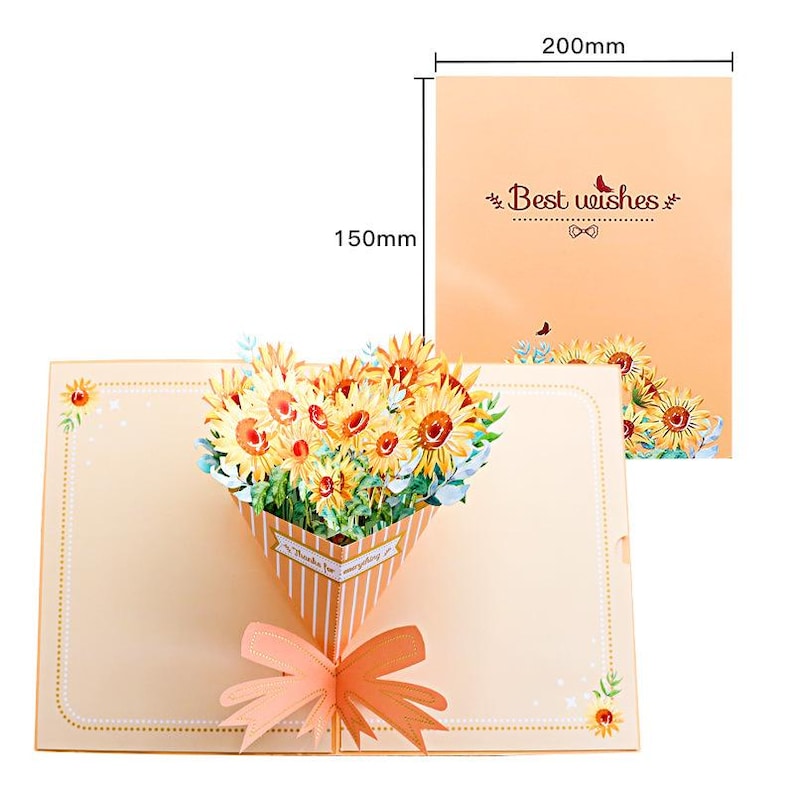3D Pop Up Cherry Blossom Card: Handmade Floral Bouquet Greeting, Mom Gift