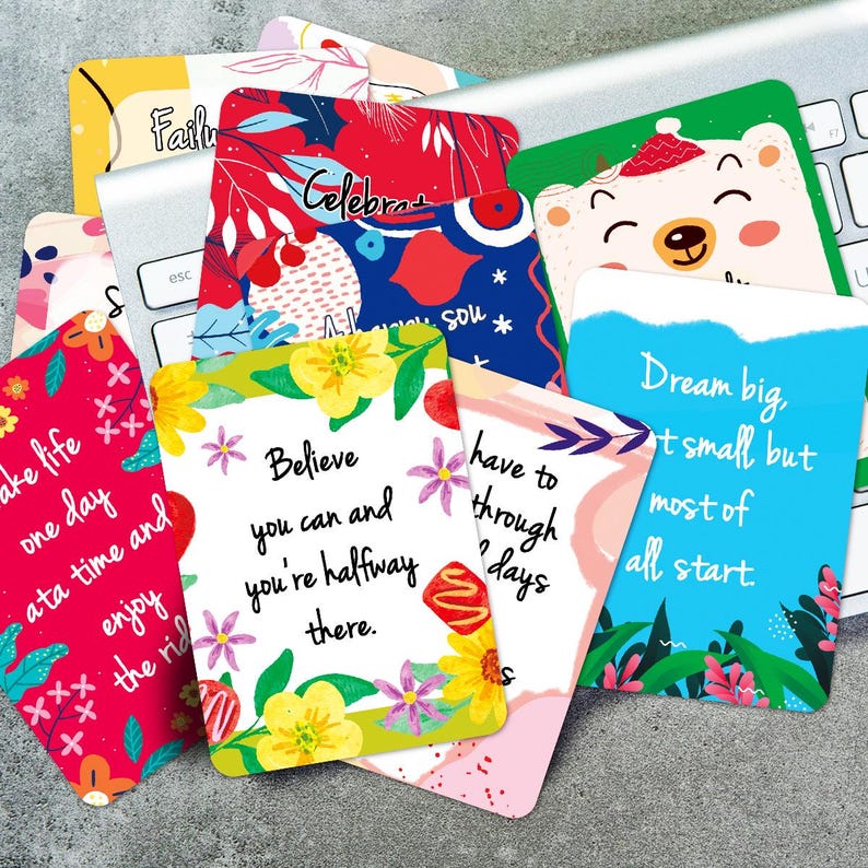 100PCS Motivational Thank You Blank Cards Set for Kids Lunchbox Notes Gift for Students