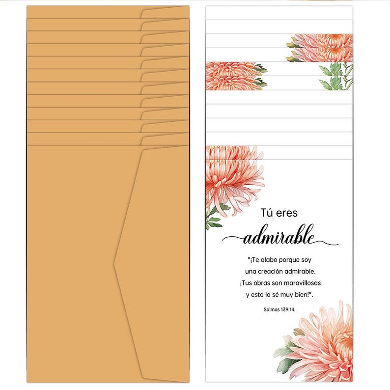 Floral Spanish Quote Greeting Cards Set: Calm Stationery (24 Cards)