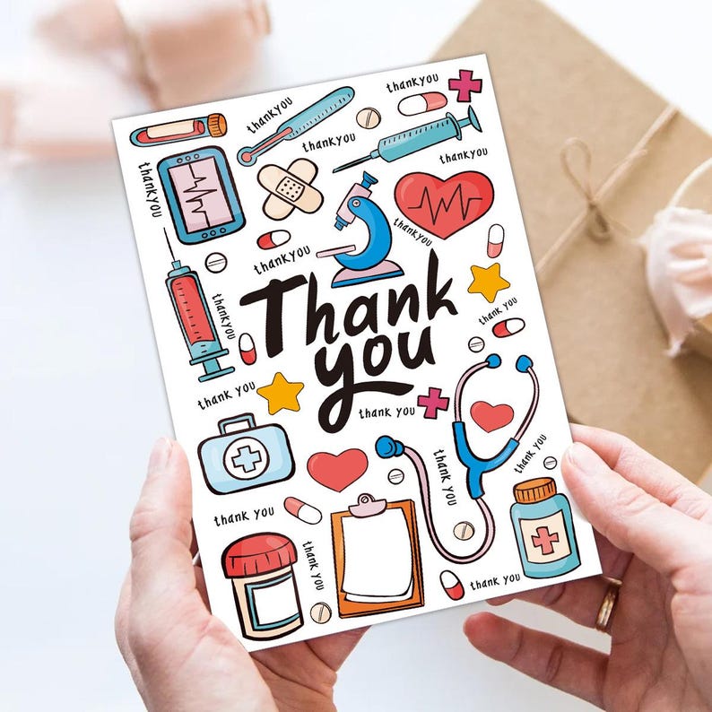 Set of 2 Nurse Thank You Card Gift For Healthcare Worker Appreciation Card