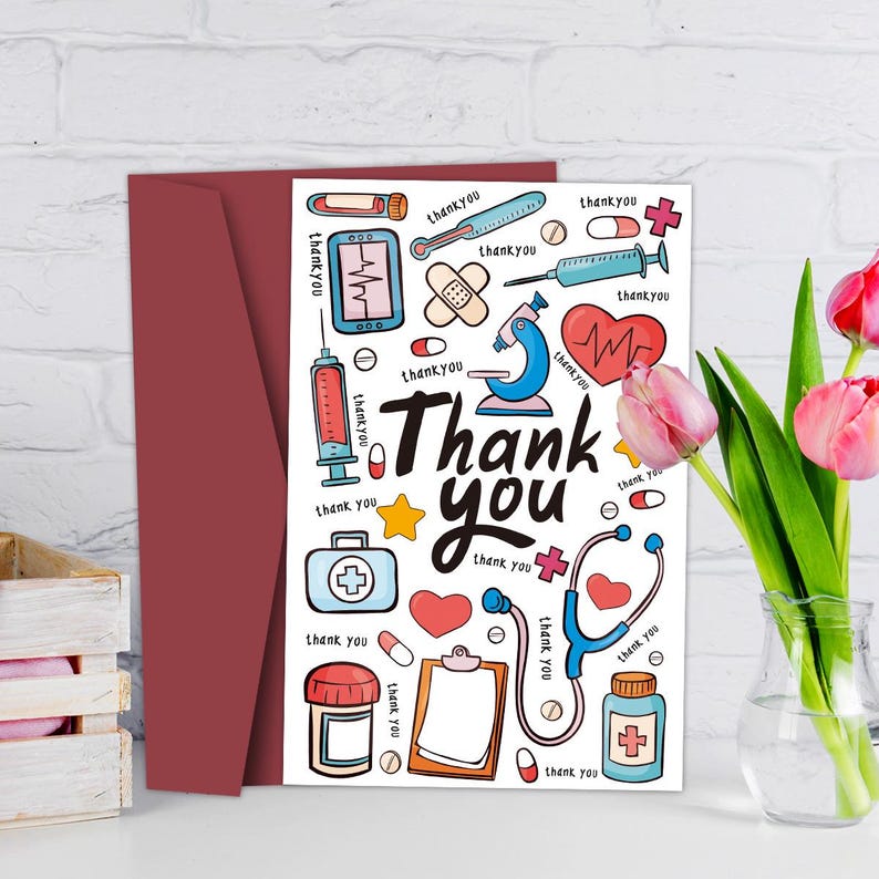 Set of 2 Nurse Thank You Card Gift For Healthcare Worker Appreciation Card