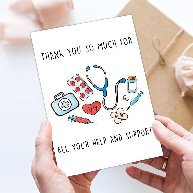 Set of 2 Nurse Thank You Card Gift For Healthcare Worker Appreciation Card