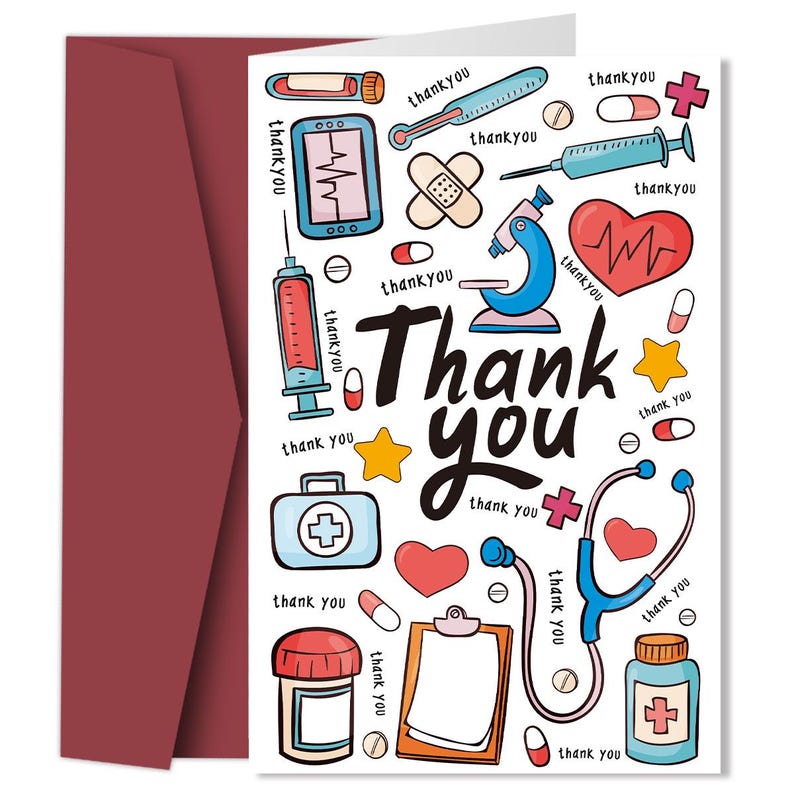 Set of 2 Nurse Thank You Card Gift For Healthcare Worker Appreciation Card