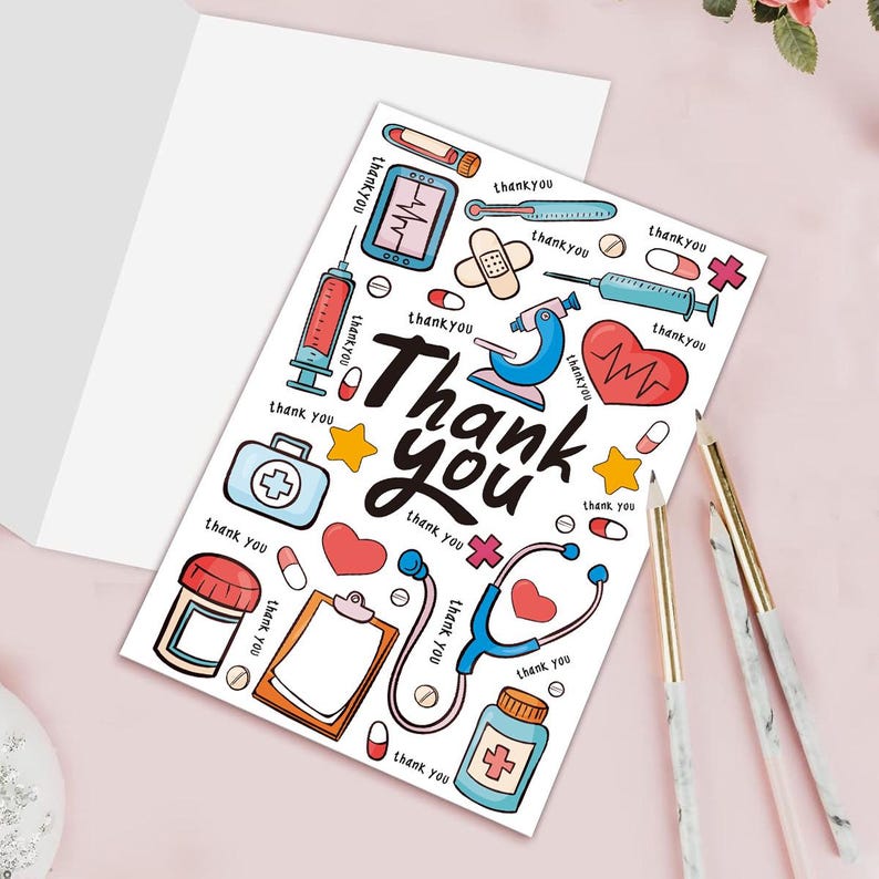Set of 2 Nurse Thank You Card Gift For Healthcare Worker Appreciation Card
