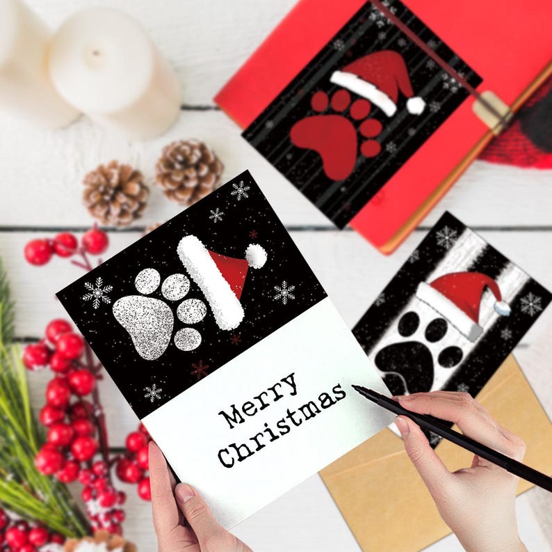 Set of 2 (24Pcs) Dog Christmas Card Set For Pet Lovers Holiday Greeting Cards