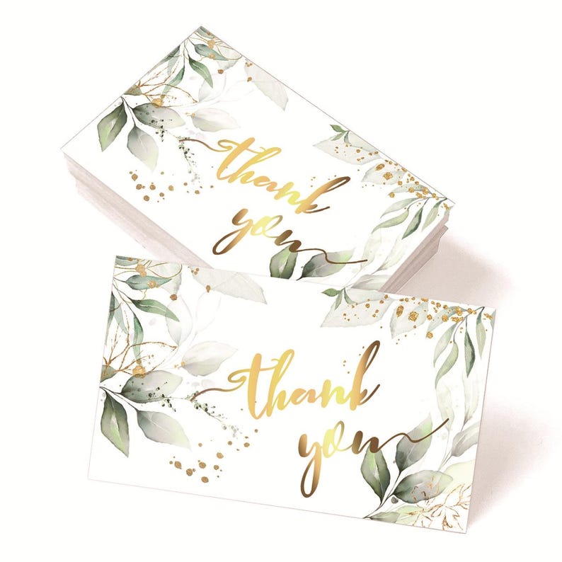 Gold Foil Thank You Cards for Business Packaging (8 Sets, 400Pcs), Customer Appreciation Inserts
