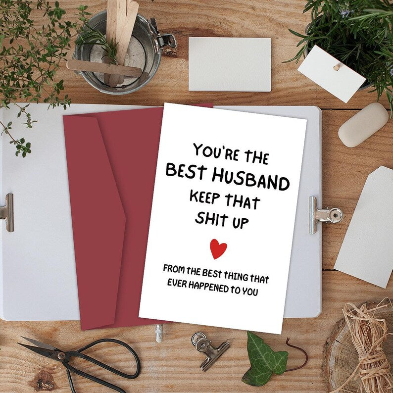 Funny Husband Birthday Card, Humorous Joke Greeting Card (Set of 15)
