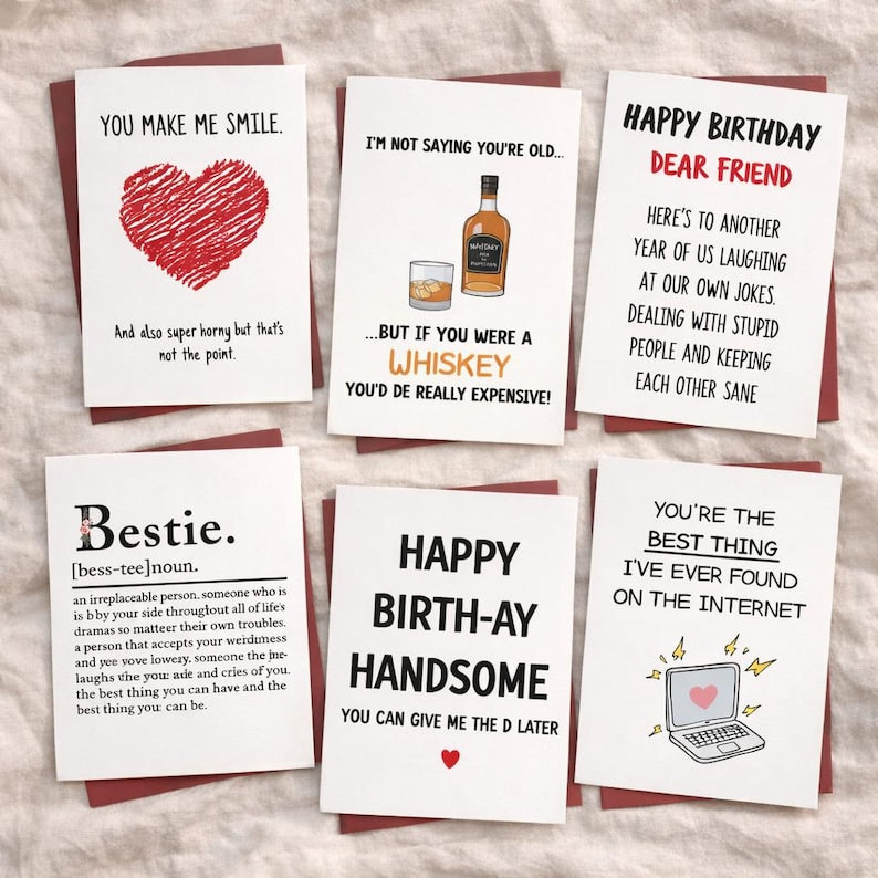 Funny Husband Birthday Card, Humorous Joke Greeting Card (Set of 15)