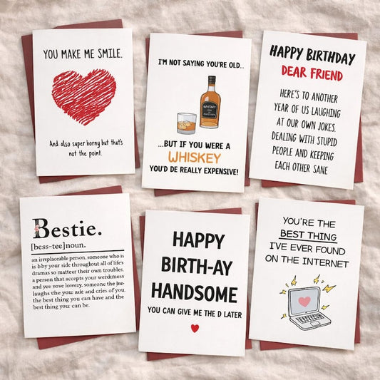 Funny Husband Birthday Card, Humorous Joke Greeting Card (Set of 15)