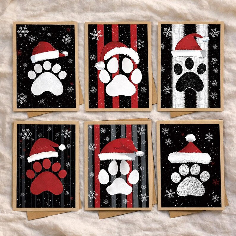 Set of 2 (24Pcs) Dog Christmas Card Set For Pet Lovers Holiday Greeting Cards