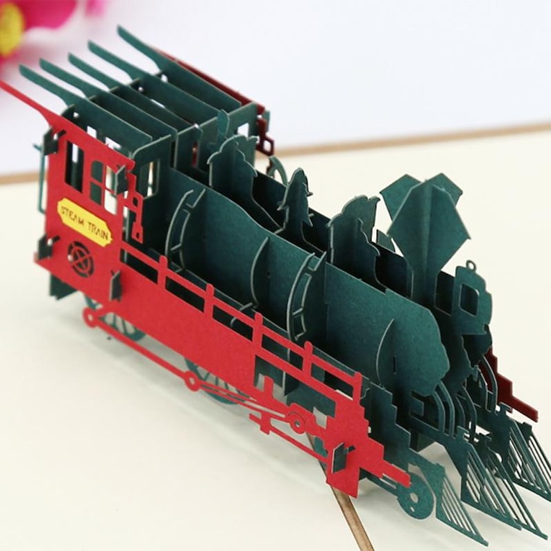 Vintage Locomotive Pop Up Card, 3D Steam Train Birthday Greeting, Railway Enthusiast Gift