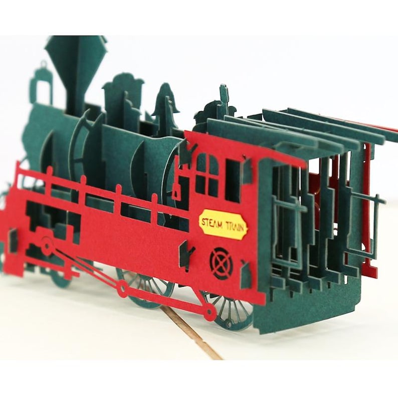 Birthday Pop Up Card Train Design Gift for Kids Party Decor