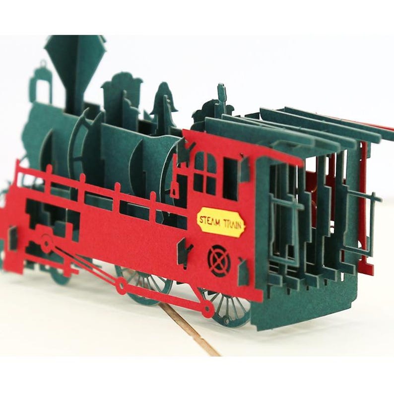 Birthday Pop Up Card Train Design Gift for Kids Party Decor