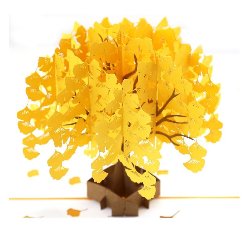 Ginkgo Pop Up Card, Botanical Tree Sculpture Greeting, Thank You Notes