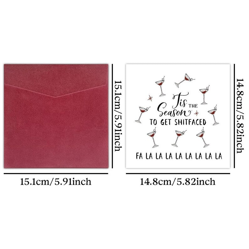 Set of 8 Funny Christmas Card Adult Humor Gift for Friends Party