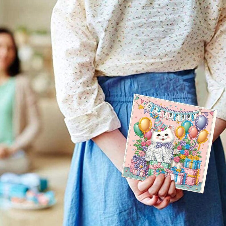 Diamond Painting Birthday Cards Set with Envelopes, DIY Greeting Cards for Party Mail