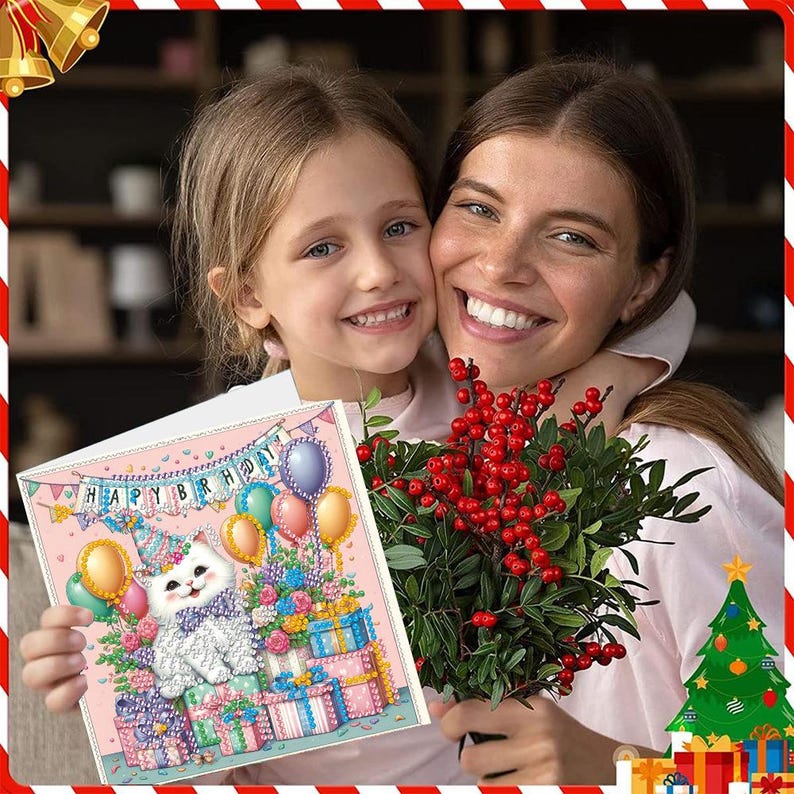 Diamond Painting Birthday Cards Set with Envelopes, DIY Greeting Cards for Party Mail