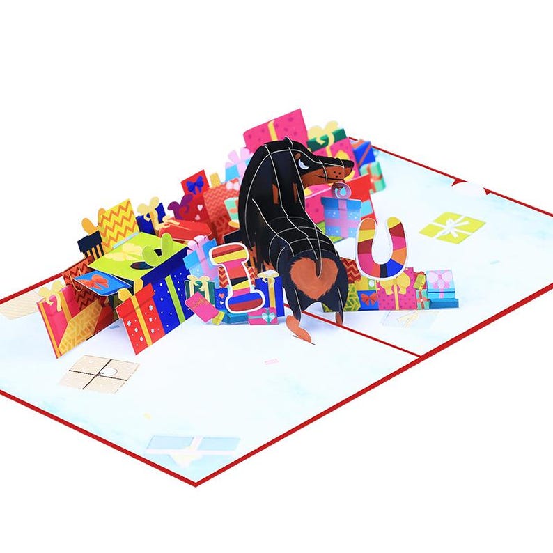 Dachshund Pop Up Card: 3D Dog Love Greeting for Pet Lovers (13x18 cm)