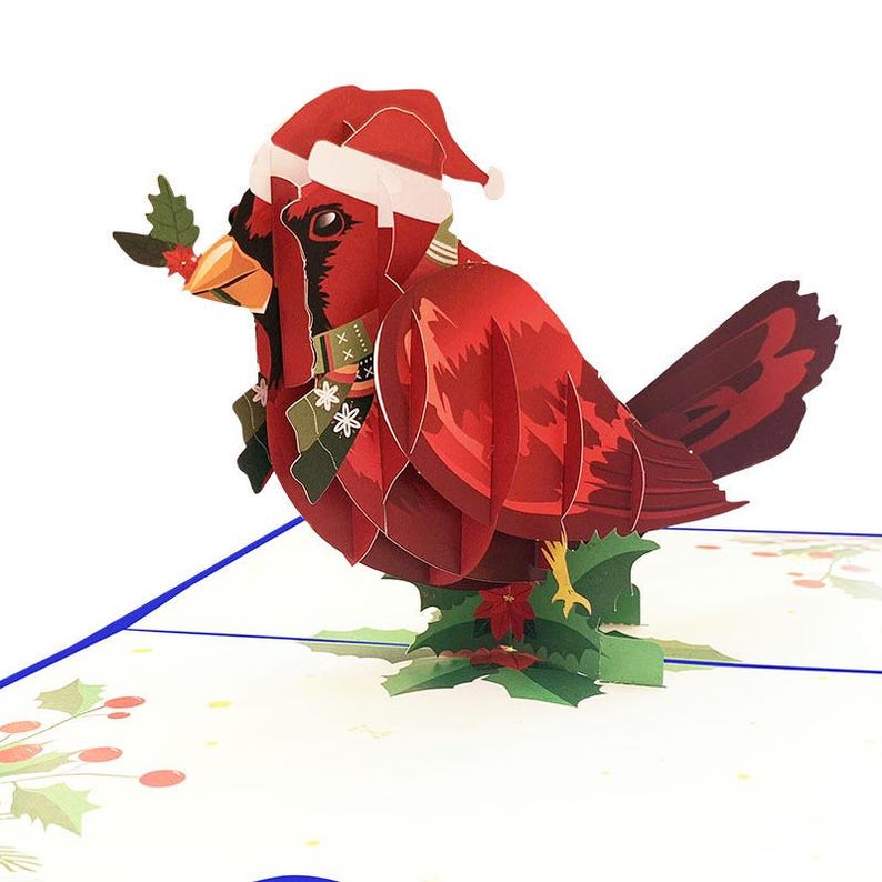 Christmas Cardinal Pop Up Card: Festive Nature Greeting, Winter Decor