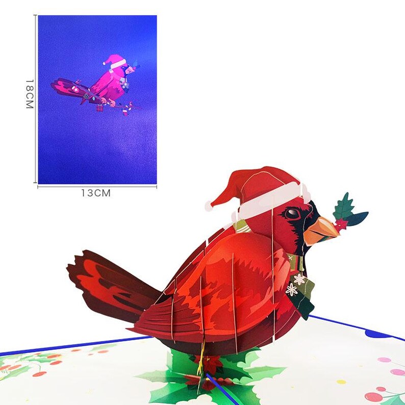 Christmas Cardinal Pop Up Card: Festive Nature Greeting, Winter Decor
