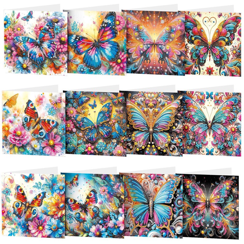 Butterfly Diamond Painting Card Kit: Beginner Craft, Soft Colors, Paper & Acrylic Drills